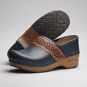 Dansko Pavan Clog Navy Full Grain Leather Comfort Slip On Shoes EU 37 US 6.5–7